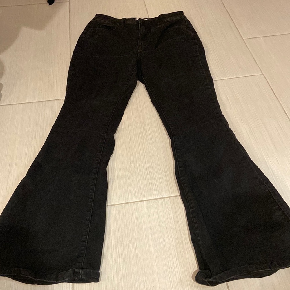Black high waisted boot-cut jeans